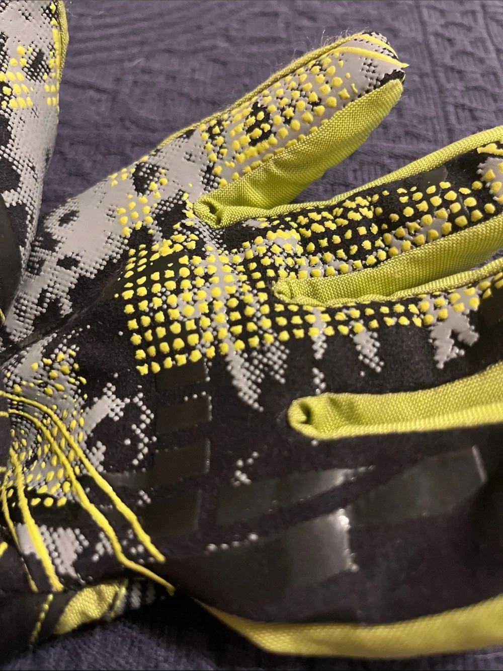 Oakley Black and Neon Yellow Plaid Performance Gloves